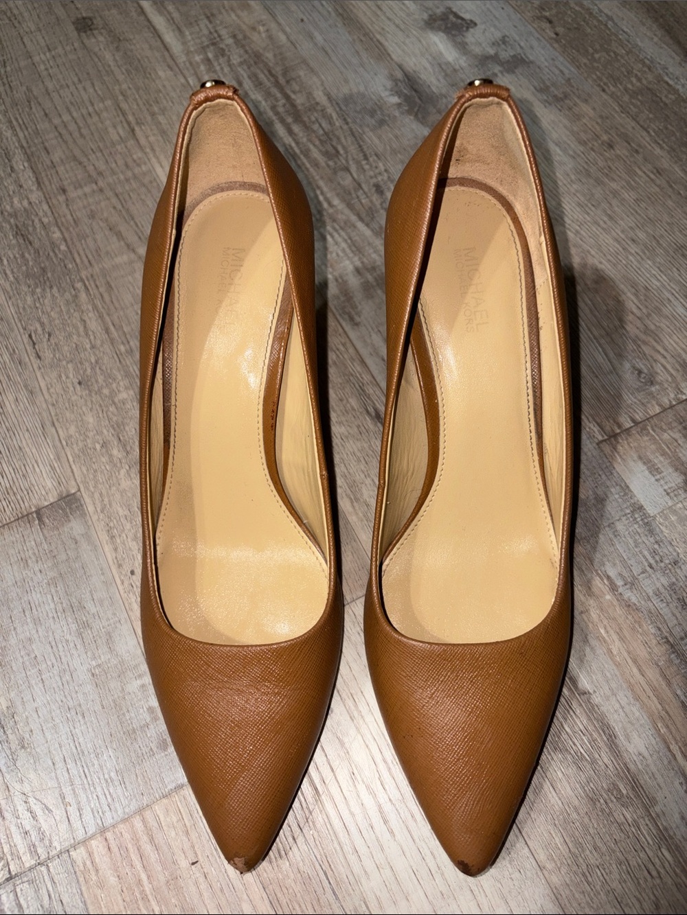 Michael Kors Cognac Pointed Leather Pumps Size 8